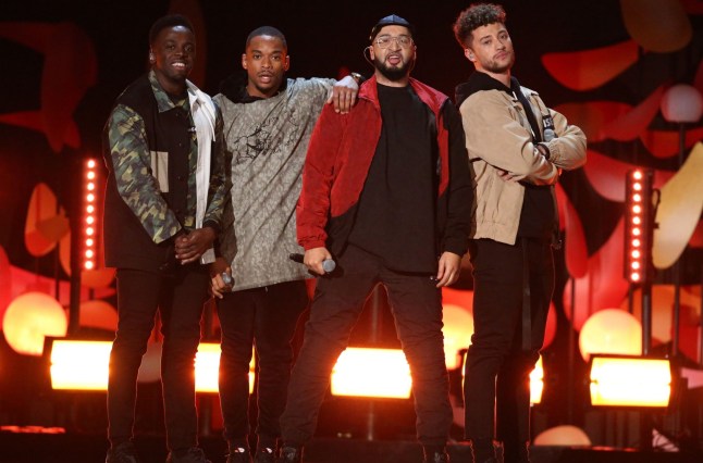 Mandatory Credit: Photo by Tom Nicholson/REX/Shutterstock (9326103ex) Rak-Su - Ashley Rak-Su, Mustafa Rak-Su, Myles Rak-Su and Rak-Su J National Television Awards, Show, O2, London, UK - 23 Jan 2018