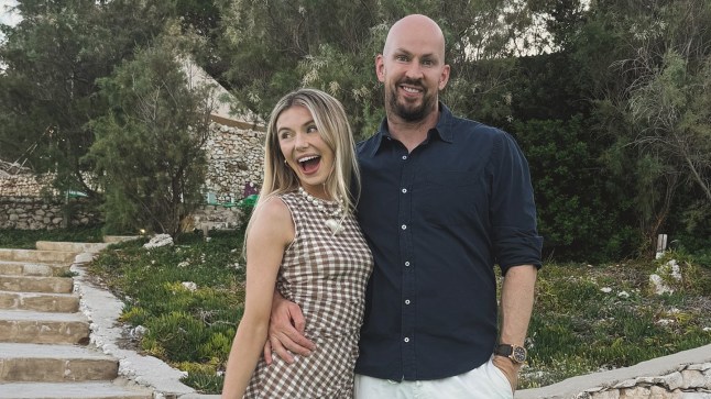 Georgia Toffolo and James Watt smiling together