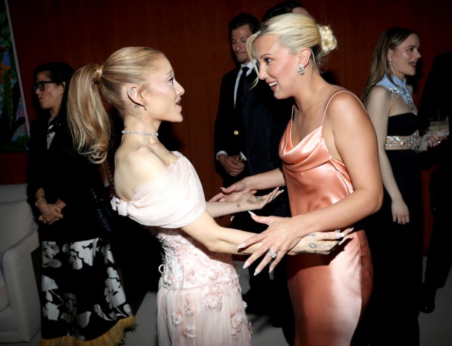 Mandatory Credit: Photo by Chad Salvador/Shutterstock for SAG (15148516ba) Ariana Grande, Millie Bobby Brown 31st Screen Actors Guild Awards, Green Room presented by Cooper's Hawk Winery and Restaurants, Shrine Auditorium, Los Angeles, California, USA - 23 Feb 2025