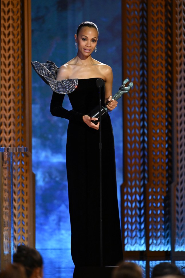 Zoe Saldana at the 31st Screen Actors Guild Awards held at Shrine Auditorium and Expo Hall on February 23, 2025 in Los Angeles, California. (Photo by Michael Buckner/Variety via Getty Images)