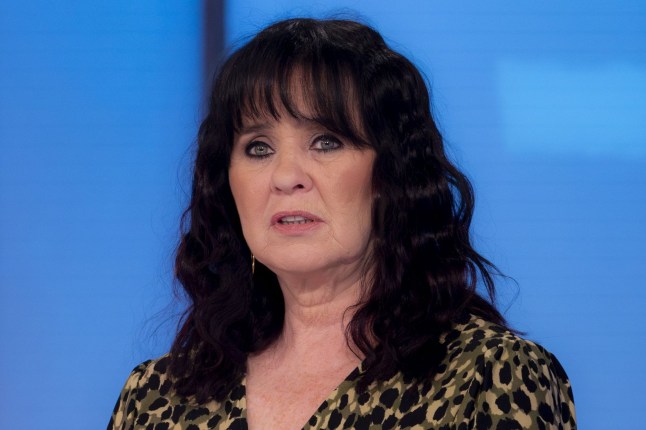 Coleen Nolan wearing a green leopard print dress on ITV's Loose Women