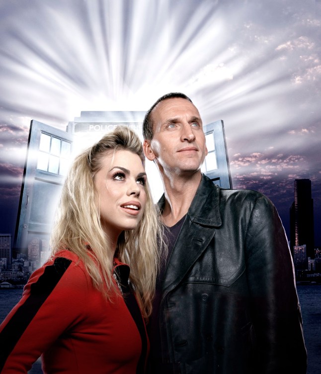 Billie Piper as Rose Tyler and Christopher Eccleston as the Doctor