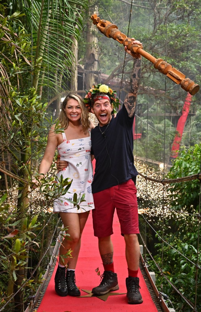Editorial Use Only Mandatory Credit: Photo by James Gourley/ITV/Shutterstock (14981013bo) Danny Jones is crowned King of the Jungle and is met by wife Georgia Horsley 'I'm a Celebrity...Get Me Out of Here!' TV show, Series 24, Australia - 08 Dec 2024