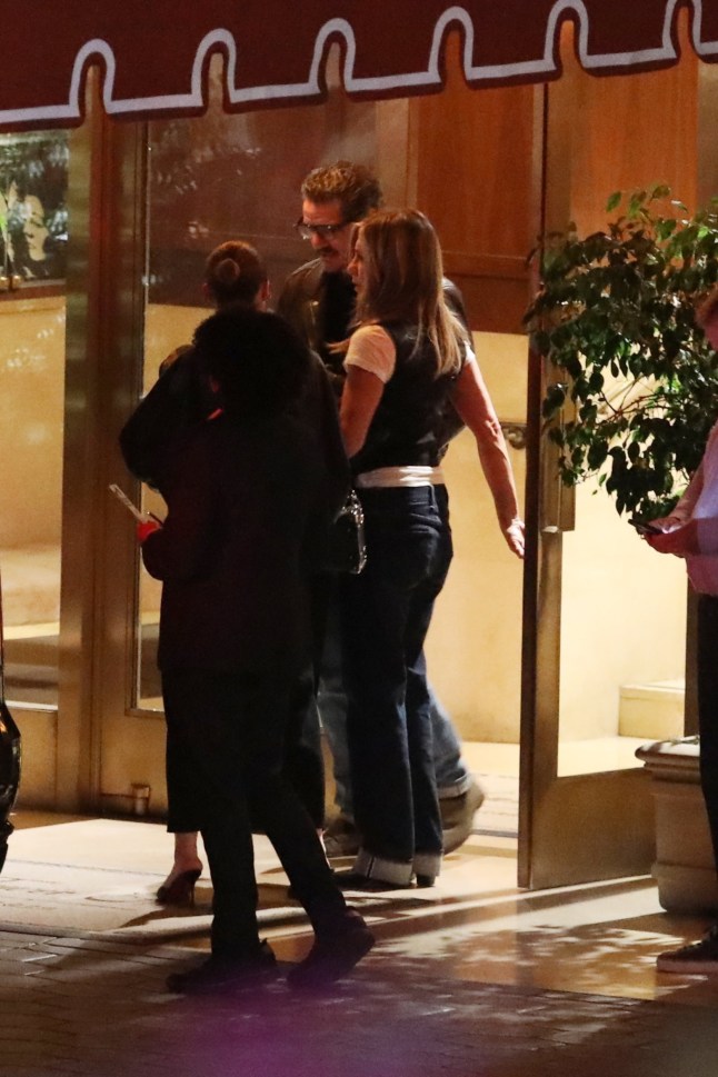 West Hollywood, CA - *EXCLUSIVE* - **WEB MUST CALL FOR PRICING** Jennifer Aniston, 56, and Pedro Pascal, 49, are seen leaving the Sunset Tower Hotel after having a three hour dinner in West Hollywood. Jennifer is wearing dark blue jeans, a black vest and a white t-shirt underneath. Pedro is wearing blue jeans, a black shirt and a brown leather jacket. Both Jennifer and Pedro arrived separately a little after 8 PM and left separately at 11:30 PM. They were seen talking to each other for about a good 5 minutes outside the valet area before parting ways. Pictured: Jennifer Aniston, Pedro Pascal BACKGRID USA 23 MARCH 2025 USA: +1 310 798 9111 / usasales@backgrid.com UK: +44 208 344 2007 / uksales@backgrid.com *UK Clients - Pictures Containing Children Please Pixelate Face Prior To Publication*