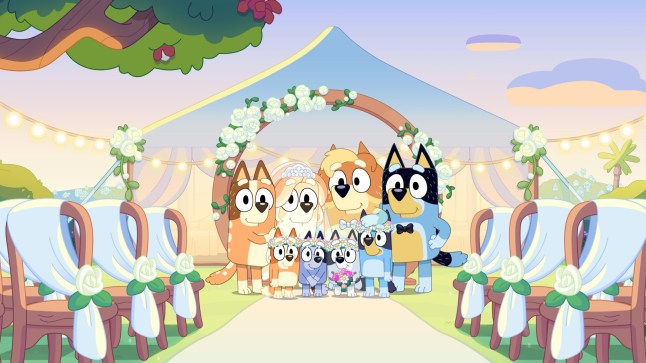 EMBARGOED TO 0001 WEDNESDAY MARCH 26 For use in UK, Ireland or Benelux countries only Undated BBC handout still from the longest-ever Bluey episode will soon become available to stream on CBeebies and BBC iPlayer. The children's television programme follows a young dog called Bluey Heeler who lives with her mother Chilli, father Bandit and little sister Bingo as they play games and explore a world of fun across seven-minute episodes. The series' longest episode to date, The Sign, will make its free-to-air UK debut over Easter. Issue date: Wednesday March 26, 2025. PA Photo. The 28-minute show follows Bluey and her family as they get ready for the wedding event of the year in an episode that has been described as an "emotional rollercoaster" that bursts with adventure, romance and emergency toilet stops. See PA story SHOWBIZ Bluey. Photo credit should read: BBC/PA Wire NOTE TO EDITORS: Not for use more than 21 days after issue. You may use this picture without charge only for the purpose of publicising or reporting on current BBC programming, personnel or other BBC output or activity within 21 days of issue. Any use after that time MUST be cleared through BBC Picture Publicity. Please credit the image to the BBC and any named photographer or independent programme maker, as described in the caption.
