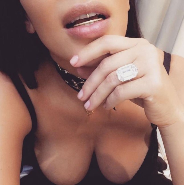 Kim Kardashian was photographed sporting the ring all week long at Paris Fashion Week and even shared a closeup of the massive diamond on Instagram just a couple days ago. Posted: 29 September 2016