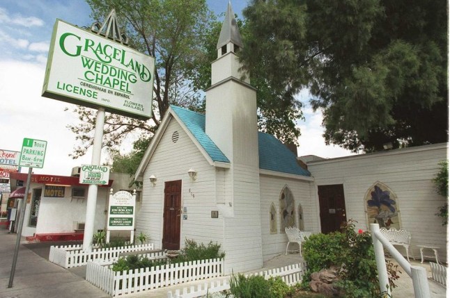 04-02-97 Las Vegas, Nv. The Graceland Chapel where young couples can be wed by Elvis.