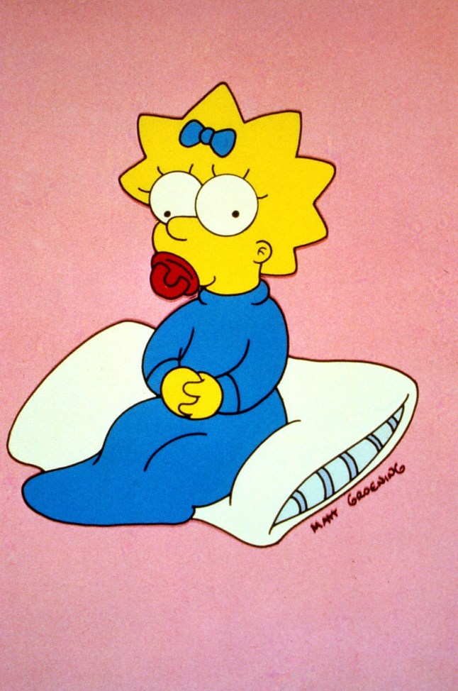 TELEVISION CARTOONS THE SIMPSONS...Picture Shows: Maggie Simpson TX:BBC-2 COPYRIGHTED IMAGE FROM The Simpsons TM and Copyright Twentieth Century Fox Film Corporation. ALL RIGHTS RESERVED Please comply with the attached requirements when reprinting Simpsons artwork. Most important: 1. The artwork MUST bear Matt Groening's signature. 2. The following MUST be included: The Simpsons TM and copyright Twentieth Century Fox Film Corporation. All Rights Reserved....0181 576 8591 Unmanipulated picture BBC-2