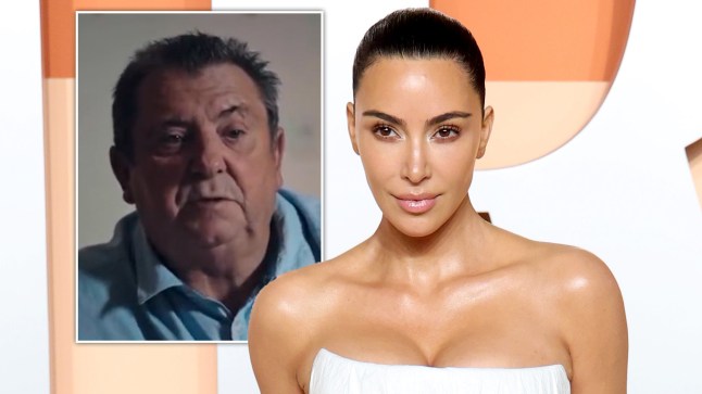 A compilation image of Marceau Baum-Gertner during a TV appearance and Kim Kardashian at a red carpet event