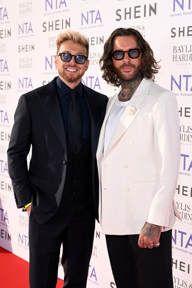 LONDON, ENGLAND - SEPTEMBER 11: Sam Thompson and Pete Wicks attend the NTA's 2024 at The O2 Arena on September 11, 2024 in London, England. (Photo by Jeff Spicer/Getty Images for the NTA's)