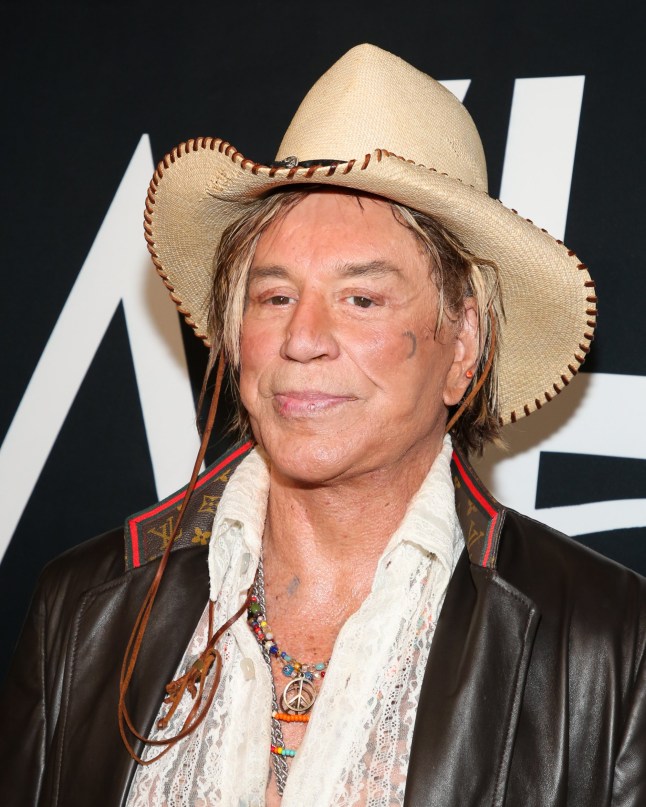 WEST HOLLYWOOD, CALIFORNIA - JUNE 17: Actor Mickey Rourke attends the TEATRO Even Summer White Affair at Skybar on June 17, 2022 in West Hollywood, California. (Photo by Paul Archuleta/Getty Images)