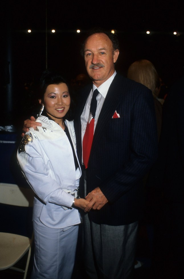 LOS ANGELES - 1986: Actor Gene Hackman and wife Betsy Arakawa pose for a portrait in 1986 in Los Angeles, California. (Photo by Donaldson Collection/Michael Ochs Archives/Getty Images)