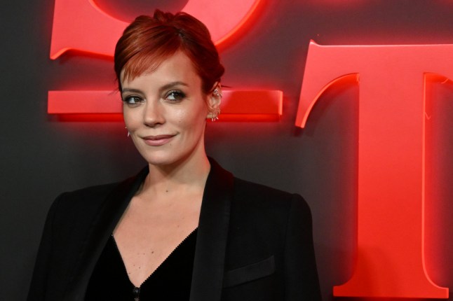 British singer Lily Allen poses on the red carpet upon arrival to attend the West End world premiere of "Stranger Things: The Last Shadow" stage play at the Phoenix Threatre in central London on December 14, 2023. (Photo by JUSTIN TALLIS / AFP) (Photo by JUSTIN TALLIS/AFP via Getty Images)