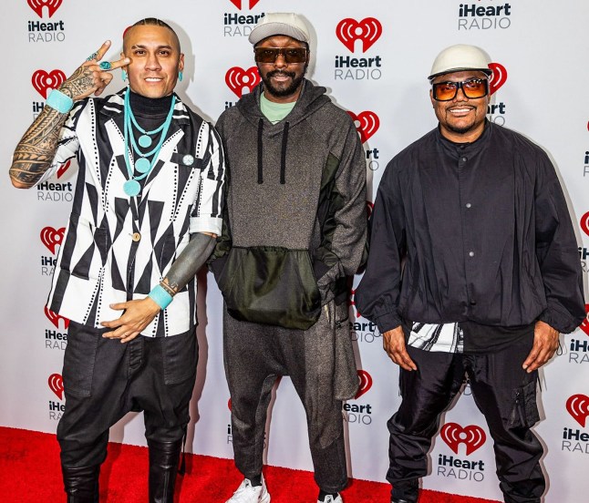 Mandatory Credit: Photo by ExclusiveAccess.Net/Shutterstock (14830152bg) (L-R) Taboo, Will.I.Am and Apl.De.Ap of Black Eyed Peas attend the 2024 iHeartRadio Fiesta Latina at Kaseya Center on October 26, 2024 in Miami, Florida. iHeartRadio Fiesta Latina, Red Carpet, Kaseya Center, Miami, Florida, USA - 26 Oct 2024