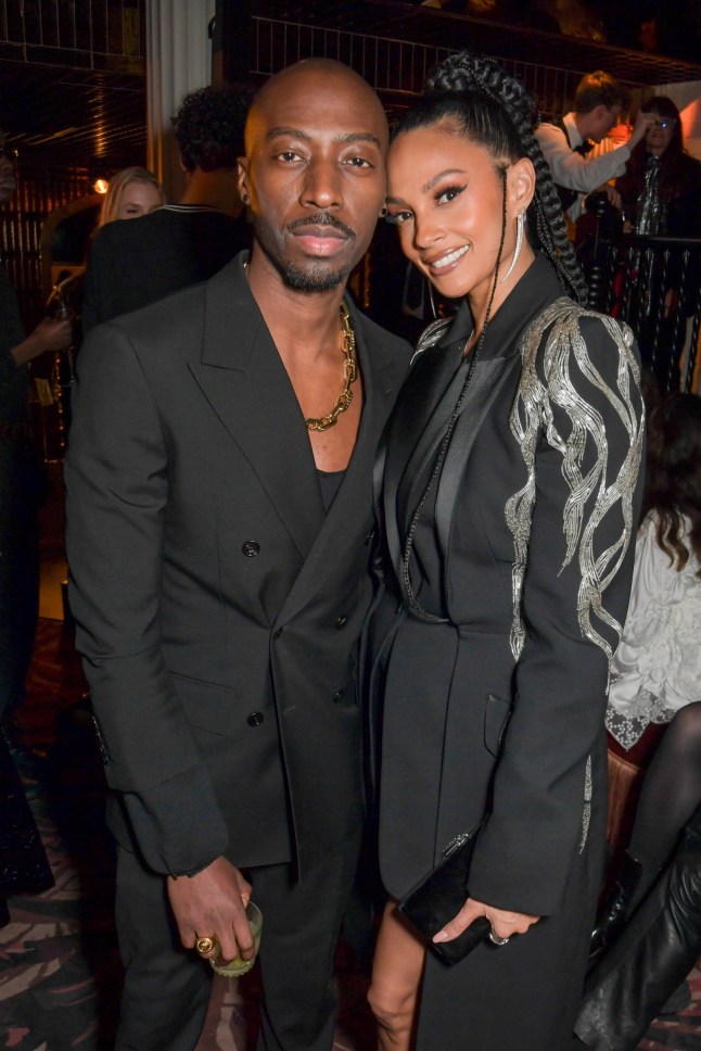 LONDON, ENGLAND - NOVEMBER 29: Azuka Ononye and Alesha Dixon attend the Tommy Hilfiger after party attends the on November 29, 2021 in London, England. (Photo by David M. Benett/Dave Benett/Getty Images for The Maine Mayfair)