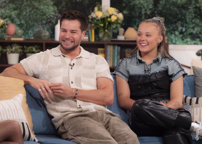 Editorial use only Mandatory Credit: Photo by Ken McKay/ITV/Shutterstock (15273573k) Chris Hughes, JoJo Siwa 'This Morning' TV show, London, UK - 28 Apr 2025