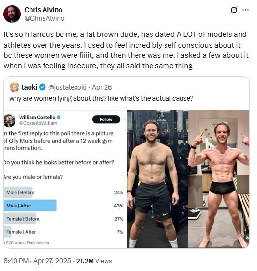 Men are shocked by what Olly Murs wild body transformation reveals about women