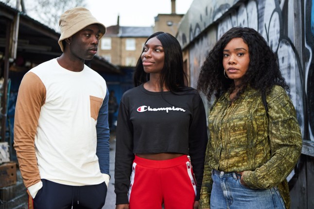 Television Programme: I May Destroy You. Kwame (PAAPA ESSIEDU), Arabella (MICHAELA COEL), Terry (WERUCHE OPIA) - (C) ?? Various Artists Ltd and FALKNA - Photographer: Natalie Seery