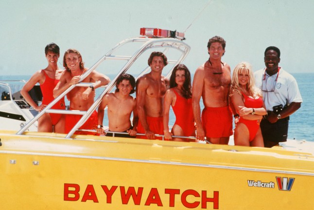 Editorial use only. No book cover usage. Mandatory Credit: Photo by Baywatch Co/Kobal/REX/Shutterstock (5884653c) Alexandra Paul, Jaason Simmons, Jeremy Jackson, David Charvet, Yasmine Bleeth, David Hasselhoff, Pamela Anderson, Gregory Alan Williams Baywatch - 1989-2001 Baywatch Co/Tower 12 Prods USA Television