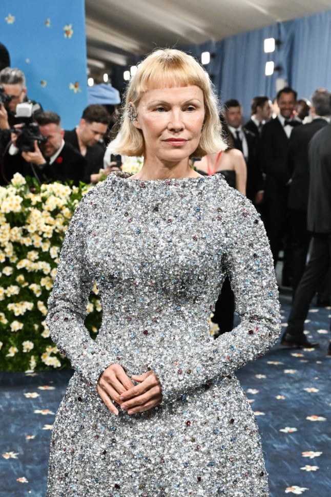 Pamela Anderson at The 2025 Met Gala Celebrating "Superfine: Tailoring Black Style" held at the Metropolitan Museum of Art on May 05, 2025 in New York, New York. (Photo by Gilbert Flores/Variety via Getty Images)
