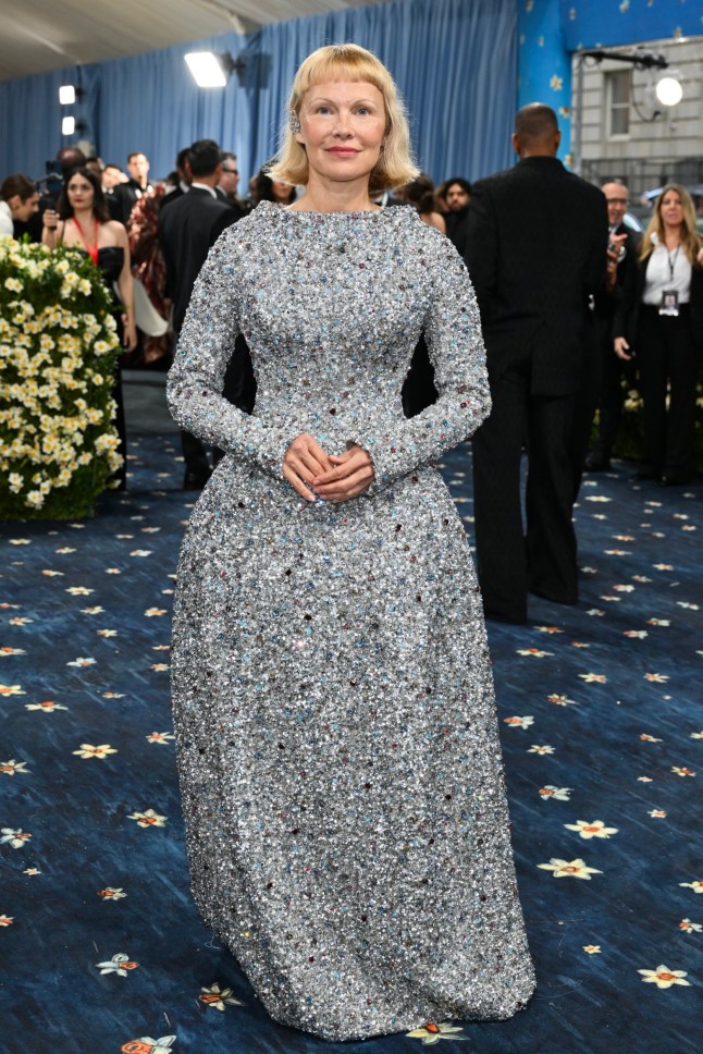 Canadian-US actress Pamela Anderson arrives for the 2025 Met Gala at the Metropolitan Museum of Art on May 5, 2025, in New York. The Gala raises money for the Metropolitan Museum of Art's Costume Institute. The 2025 Met Gala is themed "Tailored for You," aligning with the Costume Institute's exhibition, "Superfine: Tailoring Black Style," set to open to the public on May 10. (Photo by Angela WEISS / AFP) (Photo by ANGELA WEISS/AFP via Getty Images)