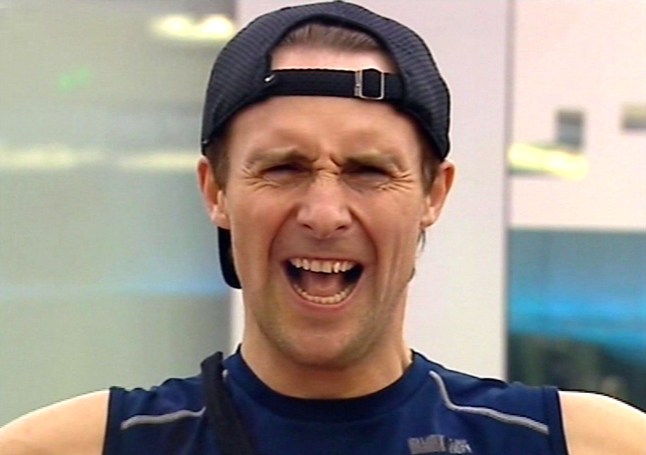 Ian 'H' Watkins scrunching up his face and wearing a cap backwards on Celebrity Big Brother